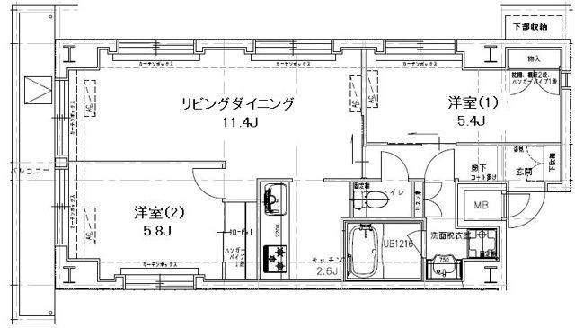 レジディア銀座東(2LDK/14階)の間取り写真