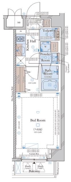コンシェリア目黒 THE RESIDENCE(1K/4階)の間取り写真