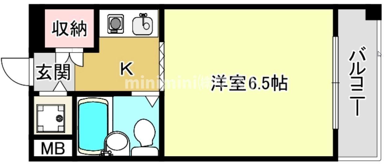 カセッティ新町(1K/7階)の間取り写真