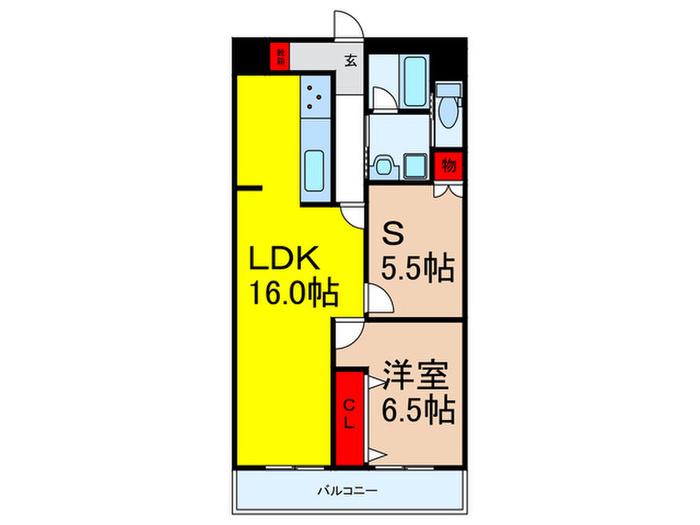 第一玉一ハイツ(1SLDK/6階)の間取り写真