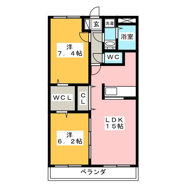 エクセルコートA(2LDK/2階)の間取り写真