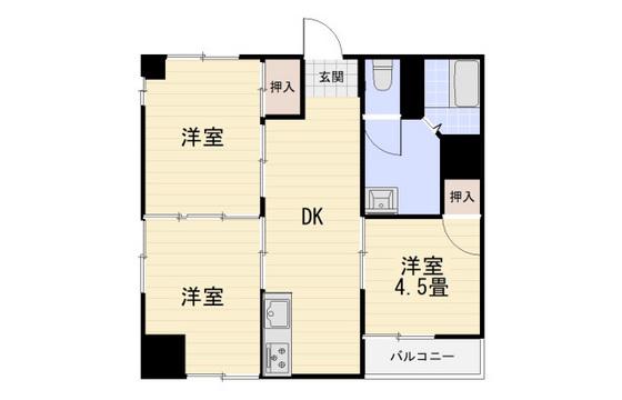 川尻アパート(3DK/2階)の間取り写真