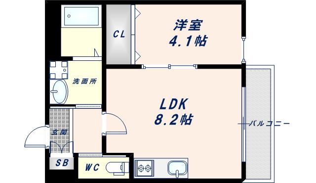 H-MAISON平野III(1LDK/2階)の間取り写真