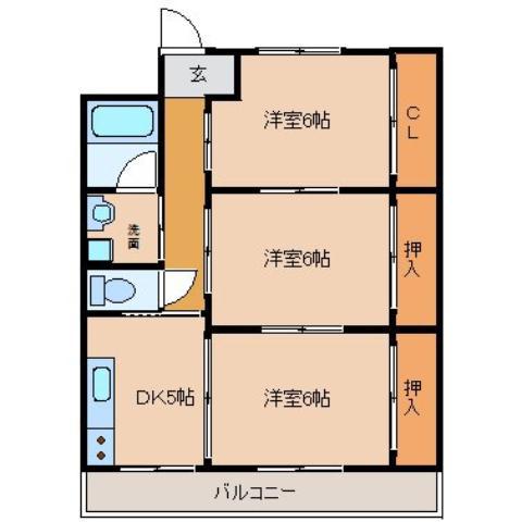 城井グリーンハイツ(3K/4階)の間取り写真
