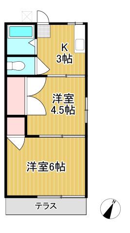 コーポ吾妻(2K/1階)の間取り写真