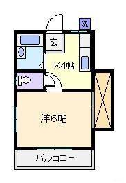 香取ハイツ(1K/5階)の間取り写真