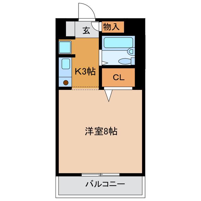 ヴィラージュ ミュゲ(1K/1階)の間取り写真