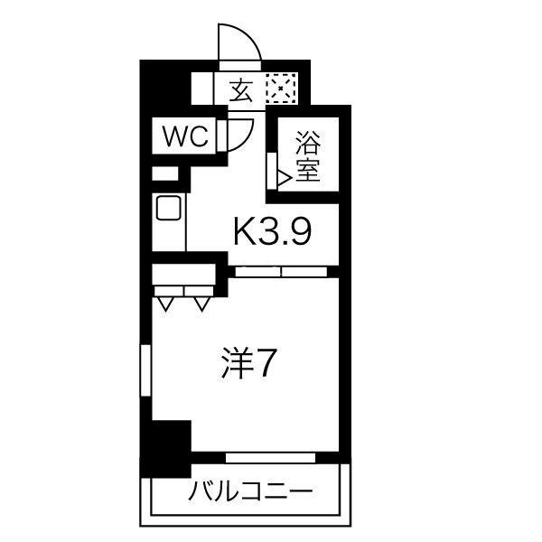 エステムコート心斎橋アルテール(1DK/2階)の間取り写真