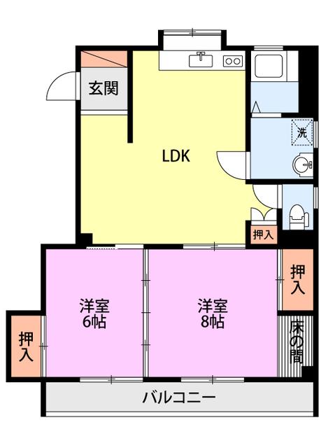 FJK AOYAMA(2LDK/2階)の間取り写真