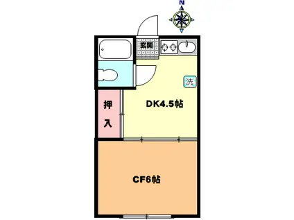グリーンハイツ(1DK/1階)の間取り写真