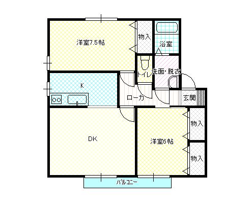 ハインツシマII(2LDK/1階)の間取り写真