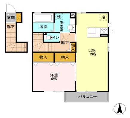エスペランサ(1LDK/2階)の間取り写真