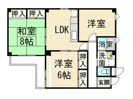 カサボニータ樽井(3LDK/1階)の間取り写真