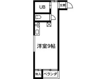 パークハイツ(ワンルーム/2階)の間取り写真