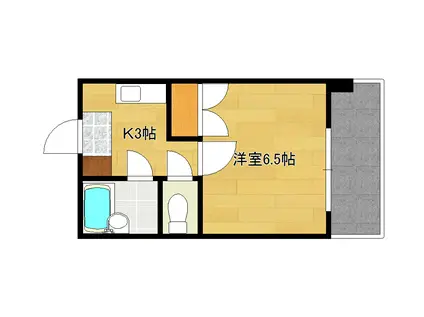 新庄リバービル(1K/3階)の間取り写真