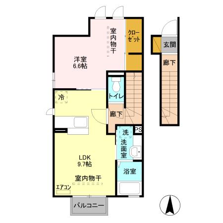 プラシエンテ A(1LDK/2階)の間取り写真