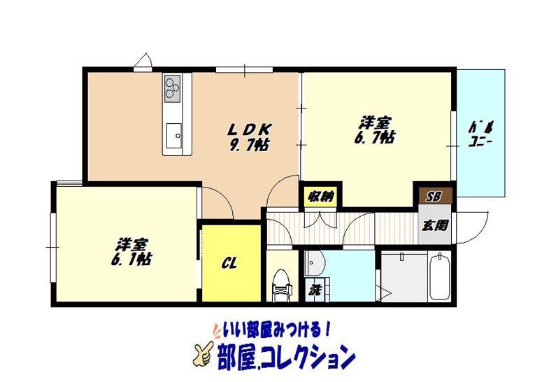 PREMIAGE緑ヶ丘 II(2LDK/3階)の間取り写真