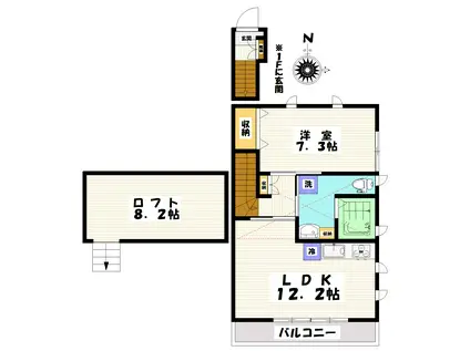 カーサ・ノンナ(1LDK/2階)の間取り写真