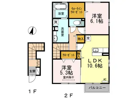 クローバーハウス B202(2LDK/2階)の間取り写真
