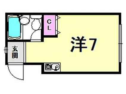 大井手ハイツ(ワンルーム/1階)の間取り写真