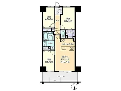 プレミア掛尾(3LDK/3階)の間取り写真