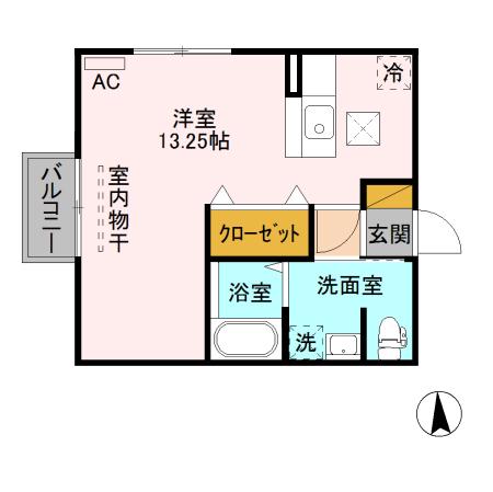 ブランメゾン(ワンルーム/2階)の間取り写真