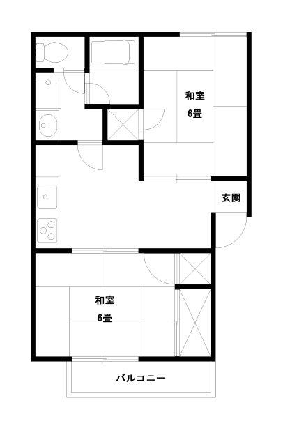 コーポエルドラドB棟(2DK/1階)の間取り写真