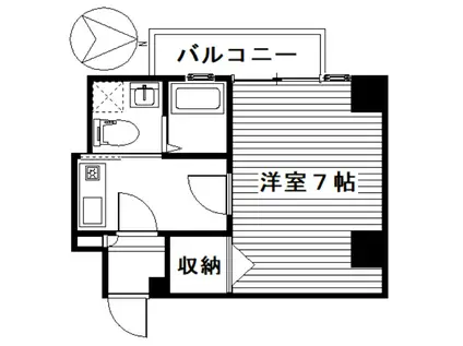 スタジオフラット(ワンルーム/1階)の間取り写真