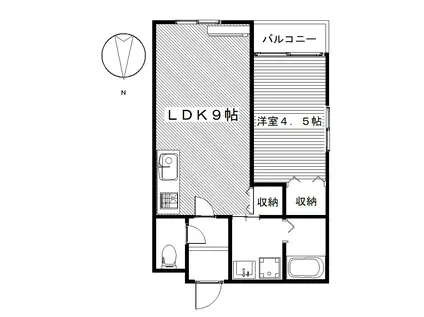 ガーデンミヤコIII(1LDK/2階)の間取り写真