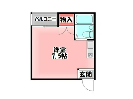 JPアパートメント旭II(ワンルーム/5階)の間取り写真
