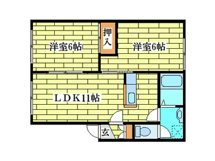 石田ハイツ2・1(2LDK/2階)の間取り写真