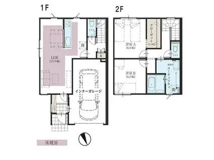 スターティングホーム植木(2LDK/1階)の間取り写真