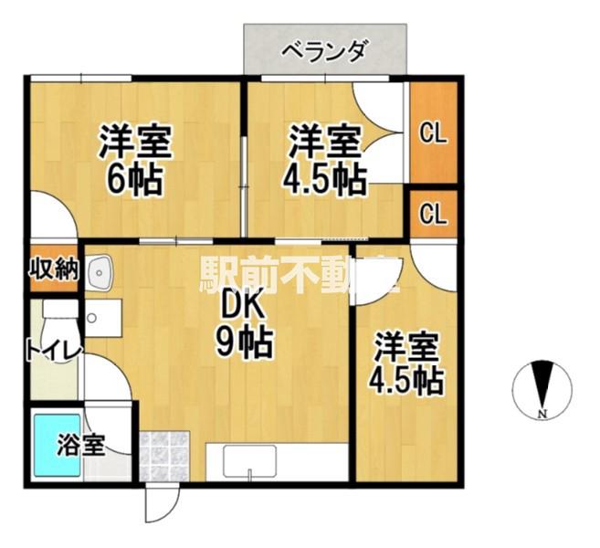 アクア上白川 B(3DK/2階)の間取り写真