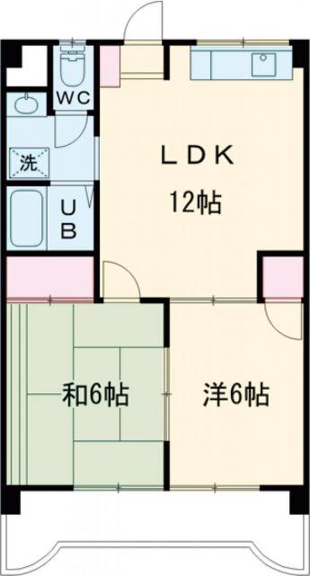 グレイス衣山東(2LDK/5階)の間取り写真
