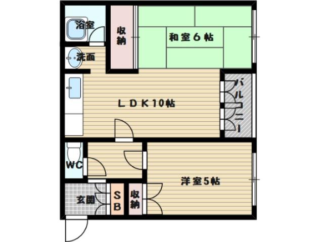 アパルトマンK(2LDK/4階)の間取り写真
