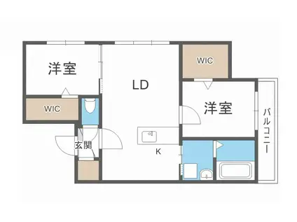 セレッソ新札幌(2LDK/3階)の間取り写真