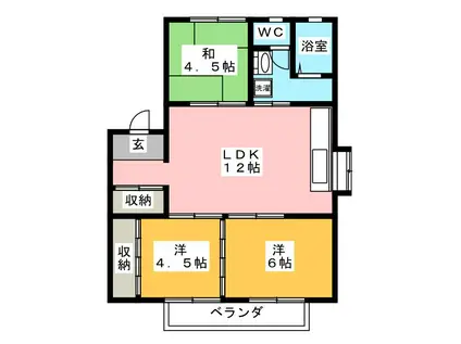 ファミーユ木村B(3LDK/1階)の間取り写真