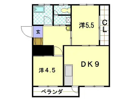 小ヶ倉マンションA棟(2DK/2階)の間取り写真