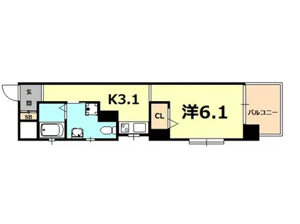 ワコーレエキサイド岡本(1K/3階)の間取り写真