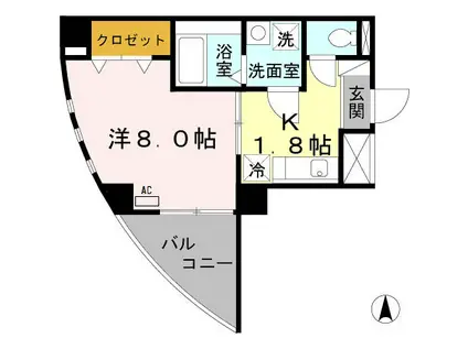 WELL BEAR新神戸(1K/6階)の間取り写真