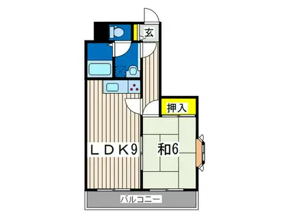 ディア金沢(1LDK/3階)の間取り写真