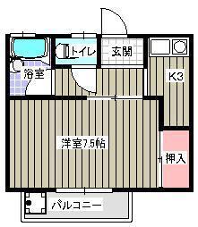 エメローズ高橋(1K/1階)の間取り写真