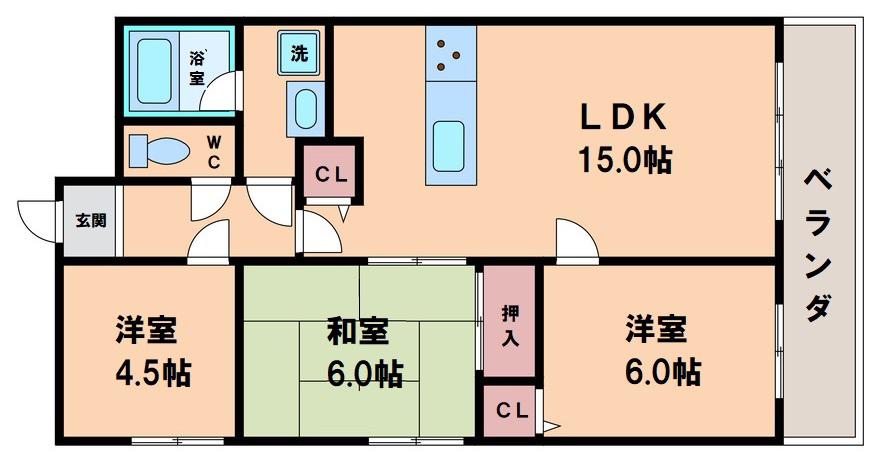 フローラーなかじま(3LDK/7階)の間取り写真