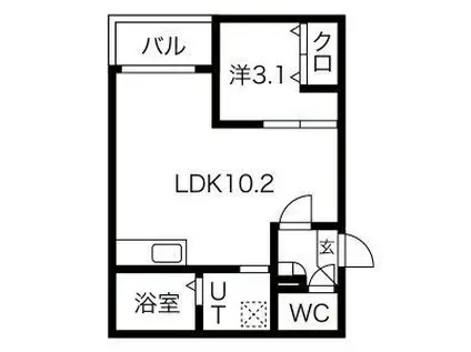 WARREN SHIROI(1LDK/3階)の間取り写真