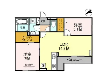 D-ROOM鶴見区今津南4丁目(2LDK/1階)の間取り写真