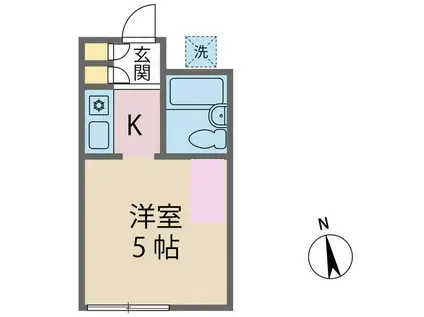 アップルハウス三ツ沢B(ワンルーム/1階)の間取り写真