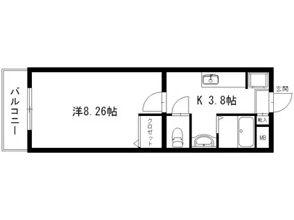 ＪＲ東海道本線 浜松駅 バス乗車時間：40分 最寄りバス停で下車 徒歩5分 4階建 築16年(1K/2階)の間取り写真