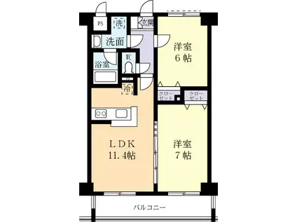 マルイマンション(2LDK/1階)の間取り写真