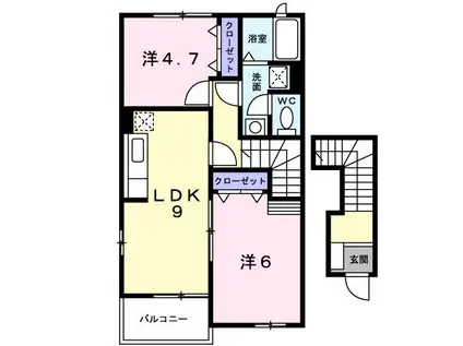 メゾン・ユニティー(2DK/2階)の間取り写真