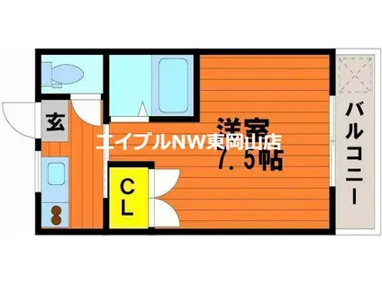 パークプレイス平井II(1K/4階)の間取り写真